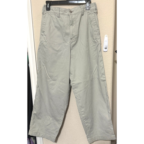 Hollister Baggy Skater Pants Womens S drawstring waist Tan Khaki Utility Surplus - Picture 1 of 8
